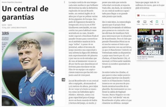 Mundo Deportivo - Man Utd Branthwaite